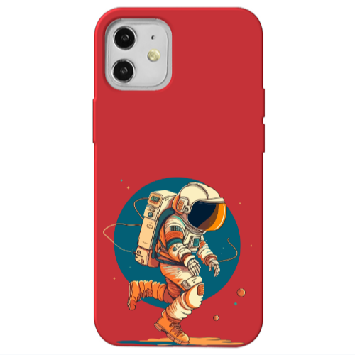 Apple iPhone 12 Run Space Red Colored Silicone TPU Θήκη
