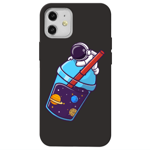 Apple iPhone 12 Longing in space Black Colored Silicone TPU Θήκη