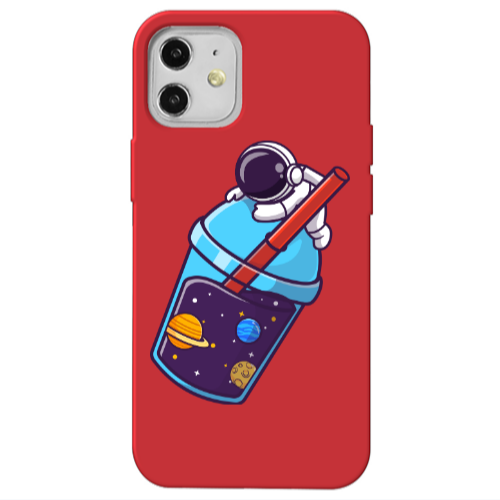 Apple iPhone 12 Longing in space Red Colored Silicone TPU Θήκη