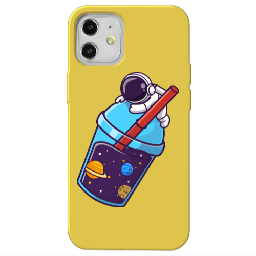 Apple iPhone 12 Longing in space Yellow Colored Silicone TPU Θήκη