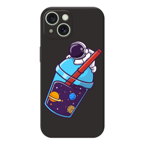 Apple iPhone 15 Longing in space Black Colored Silicone TPU Θήκη