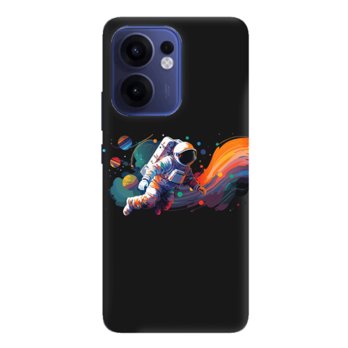 Oppo Reno 13 F Rainbow Space Black Colored Silicone TPU Θήκη