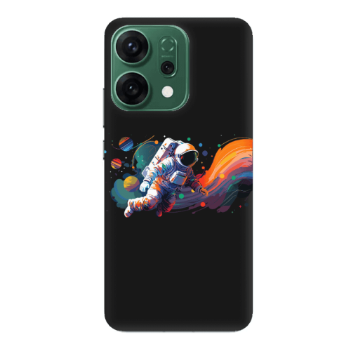 Oppo RENO 14 Rainbow Space Black Colored Silicone TPU Θήκη