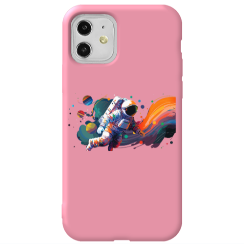 Apple iPhone 11  Rainbow Space Pink Colored Silicone TPU Θήκη
