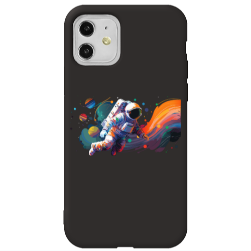 Apple iPhone 11  Rainbow Space Black Colored Silicone TPU Θήκη
