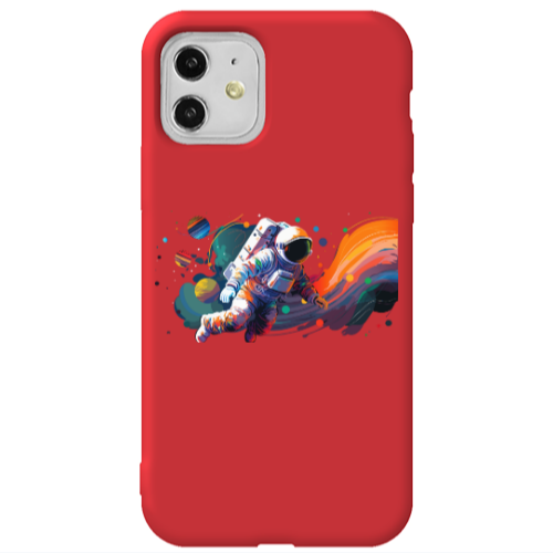 Apple iPhone 11  Rainbow Space Red Colored Silicone TPU Θήκη