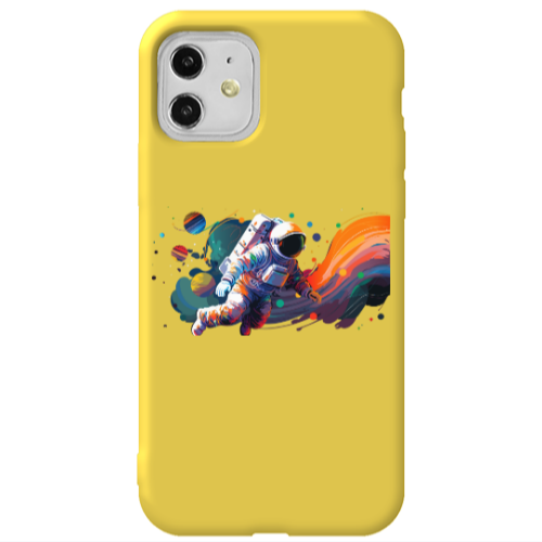Apple iPhone 11  Rainbow Space Yellow Colored Silicone TPU Θήκη