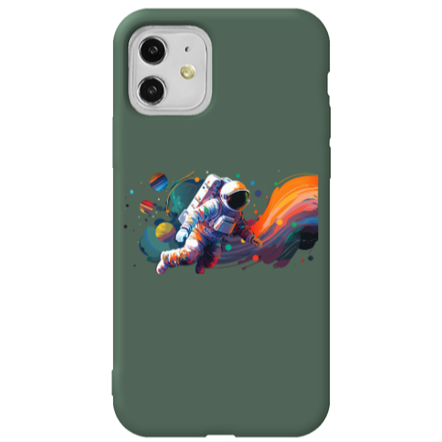 Apple iPhone 11  Rainbow Space Dark Green Colored Silicone TPU Θήκη