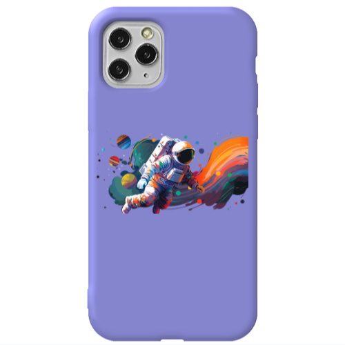 Apple iPhone 11 Pro Rainbow Space Purple Colored Silicone TPU Θήκη