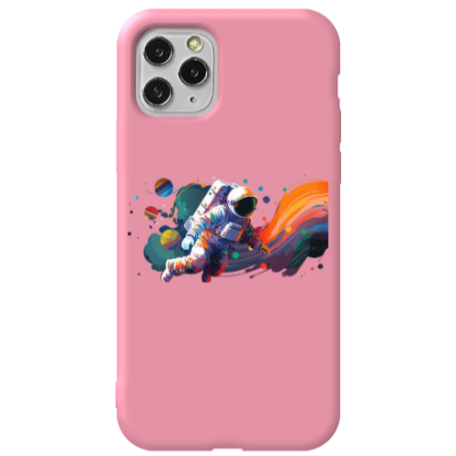 Apple iPhone 11 Pro Rainbow Space Pink Colored Silicone TPU Θήκη
