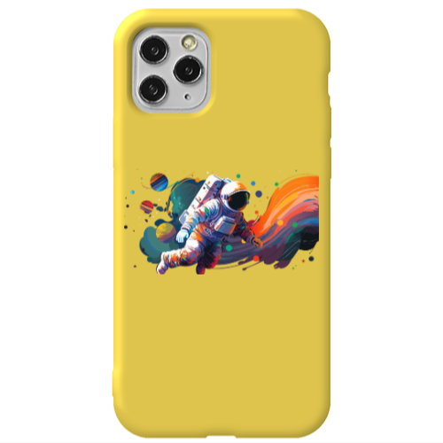 Apple iPhone 11 Pro Rainbow Space Yellow Colored Silicone TPU Θήκη
