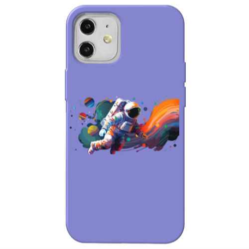 Apple iPhone 12 Rainbow Space Purple Colored Silicone TPU Θήκη