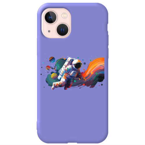Apple iPhone 13 Rainbow Space Purple Colored Silicone TPU Θήκη