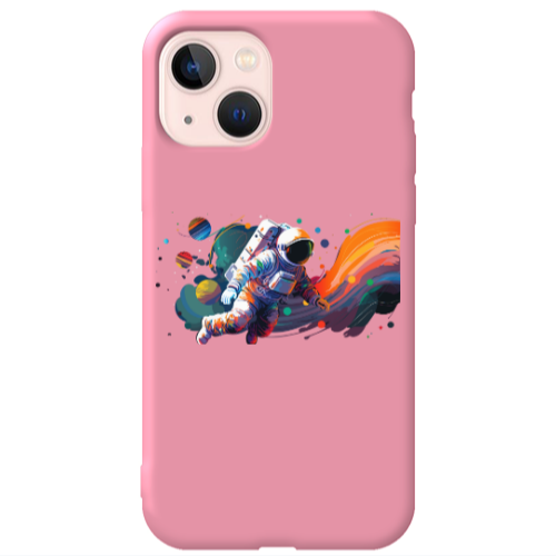 Apple iPhone 13 Rainbow Space Pink Colored Silicone TPU Θήκη