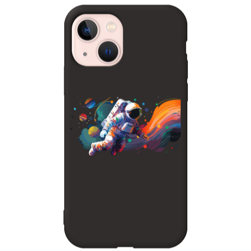 Apple iPhone 13 Rainbow Space Black Colored Silicone TPU Θήκη