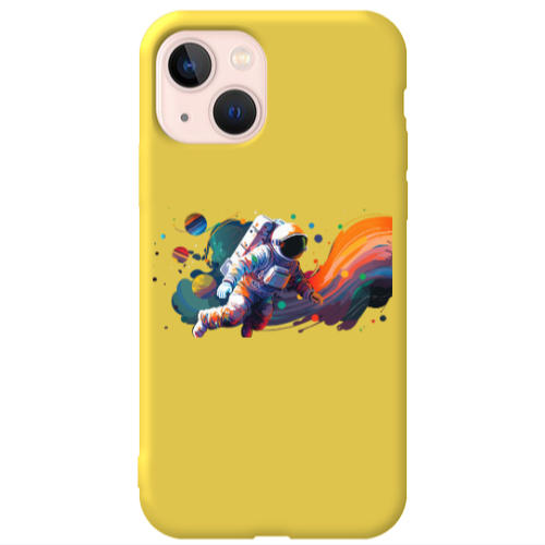 Apple iPhone 13 Rainbow Space Yellow Colored Silicone TPU Θήκη
