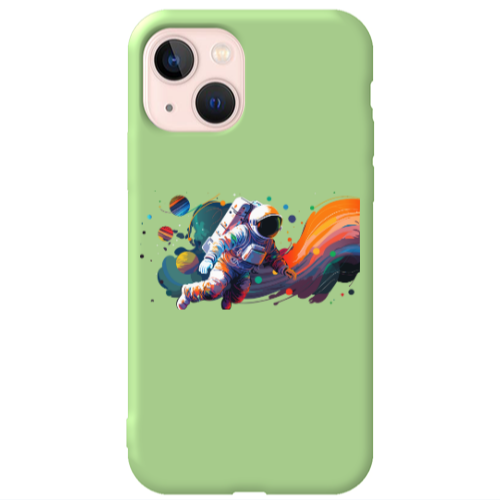 Apple iPhone 13 Rainbow Space Light Green Colored Silicone TPU Θήκη