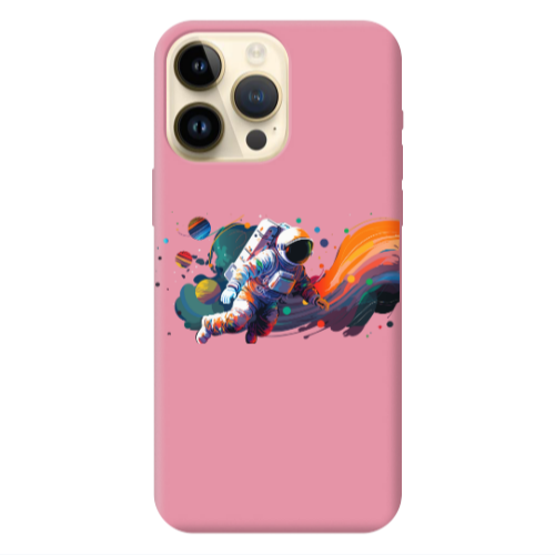 Apple iPhone 13 Pro Max Rainbow Space Pink Colored Silicone TPU Θήκη