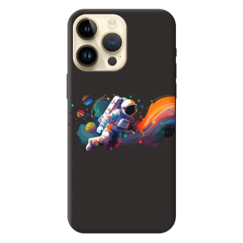 Apple iPhone 13 Pro Max Rainbow Space Black Colored Silicone TPU Θήκη