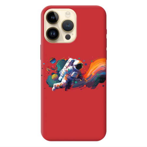 Apple iPhone 13 Pro Max Rainbow Space Red Colored Silicone TPU Θήκη
