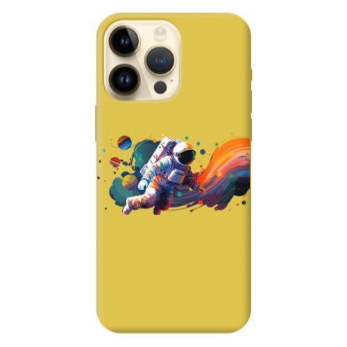 Apple iPhone 13 Pro Max Rainbow Space Yellow Colored Silicone TPU Θήκη