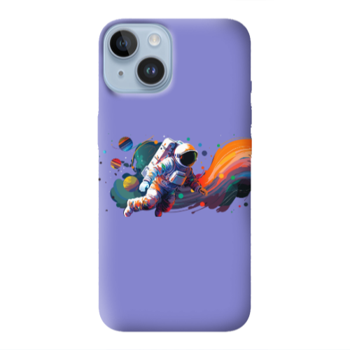 Apple iPhone 14  Rainbow Space Purple Colored Silicone TPU Θήκη