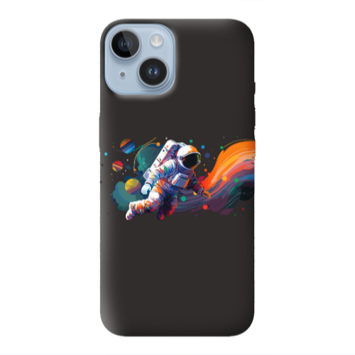 Apple iPhone 14 Plus Rainbow Space Black Colored Silicone TPU Θήκη