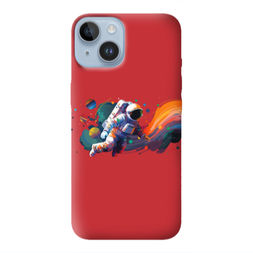 Apple iPhone 14 Plus Rainbow Space Red Colored Silicone TPU Θήκη