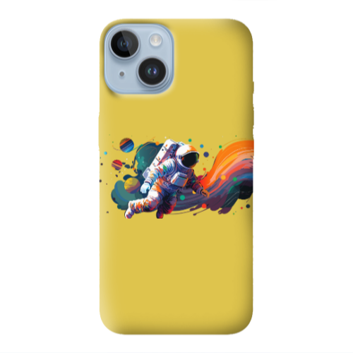 Apple iPhone 14 Plus Rainbow Space Yellow Colored Silicone TPU Θήκη