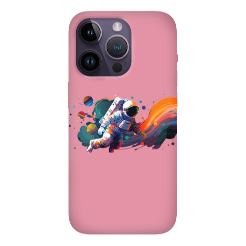 Apple iPhone 14 Pro  Rainbow Space Pink Colored Silicone TPU Θήκη