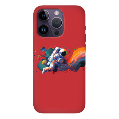 Apple iPhone 14 Pro  Rainbow Space Red Colored Silicone TPU Θήκη