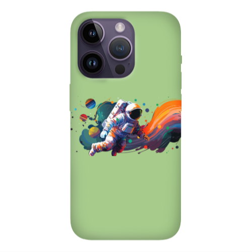 Apple iPhone 14 Pro Max Rainbow Space Light Green Colored Silicone TPU Θήκη