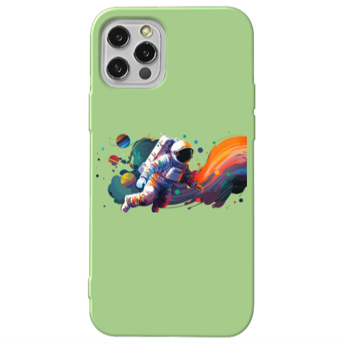 Apple iPhone 12 Pro Rainbow Space Light Green Colored Silicone TPU Θήκη