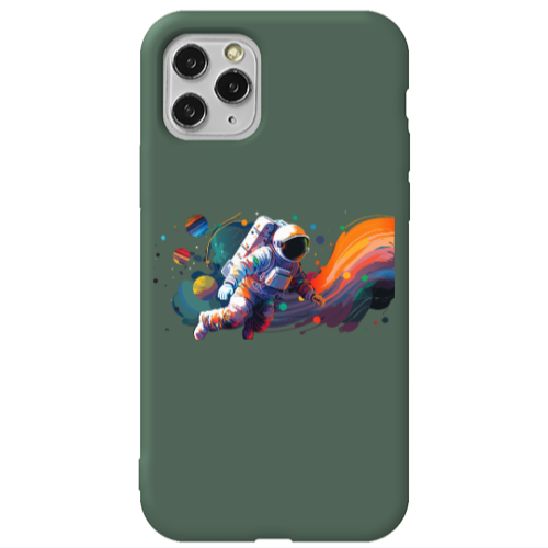 Apple iPhone 11 Pro Max Rainbow Space Dark Green Colored Silicone TPU Θήκη