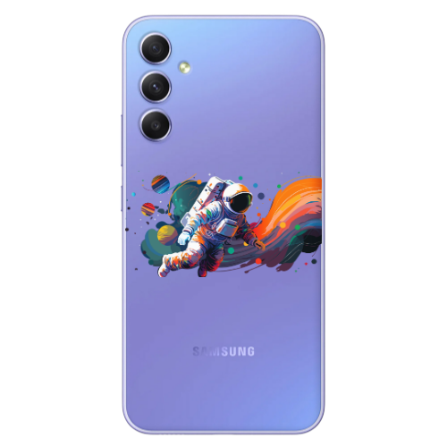 Samsung A34 Rainbow Space Transparent Silicone TPU Θήκη