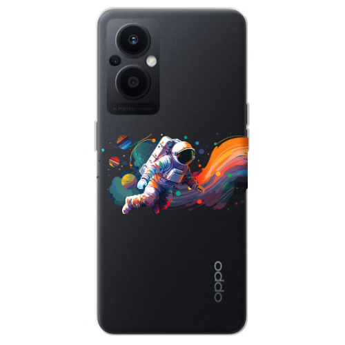 Oppo Reno 7 Lite Rainbow Space Transparent Silicone TPU Θήκη