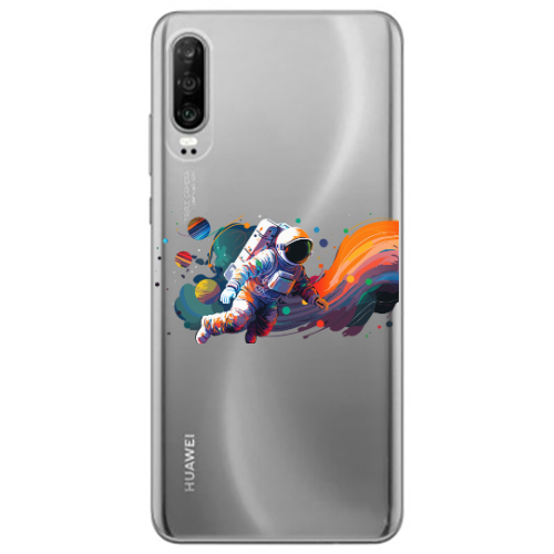 Huawei P30 Rainbow Space Transparent Silicone TPU Θήκη