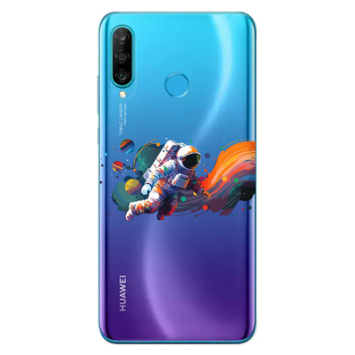 Huawei P30 Lite Rainbow Space Transparent Silicone TPU Θήκη