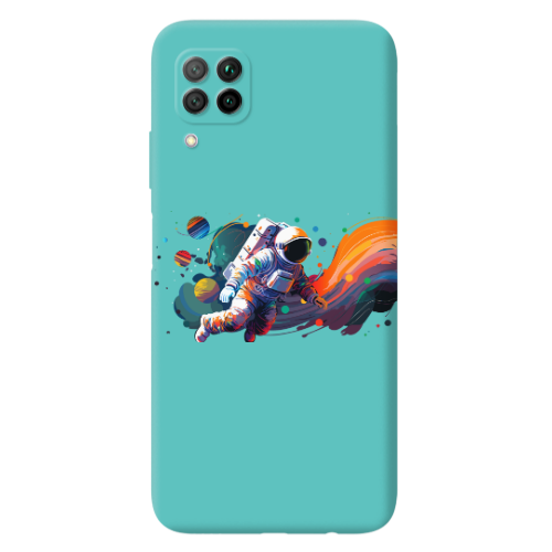 Huawei P40 Lite Rainbow Space Turquoise Colored Silicone TPU Θήκη