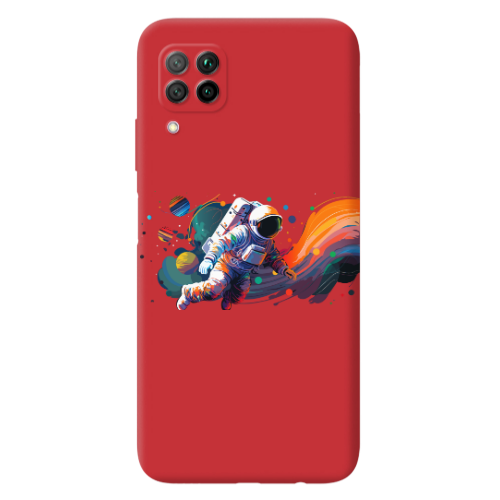 Huawei P40 Lite Rainbow Space Red Colored Silicone TPU Θήκη