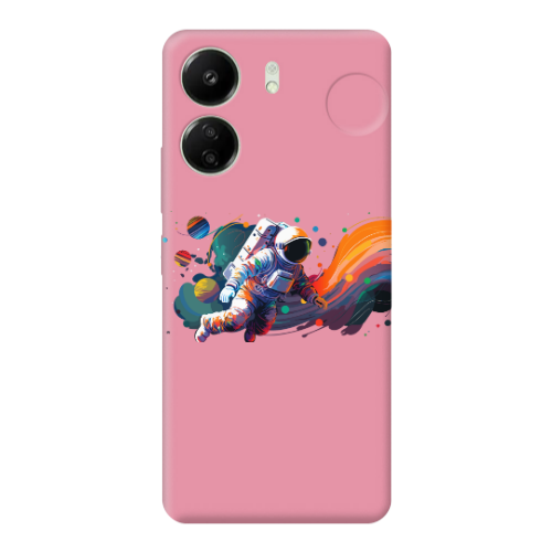Xiaomi Redmi 13C Rainbow Space Pink Colored Silicone TPU Θήκη