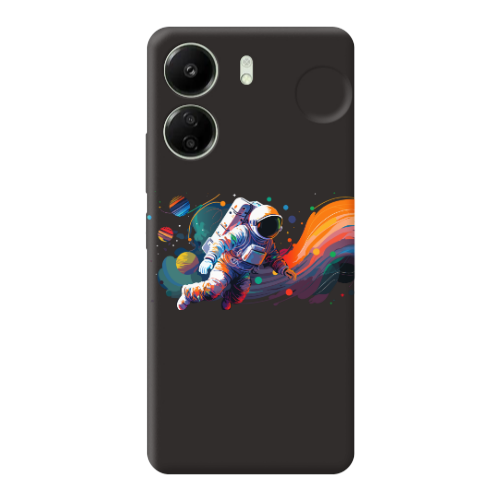 Xiaomi Redmi 13C Rainbow Space Black Colored Silicone TPU Θήκη