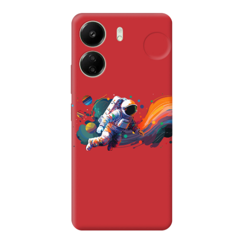 Xiaomi Redmi 13C Rainbow Space Red Colored Silicone TPU Θήκη