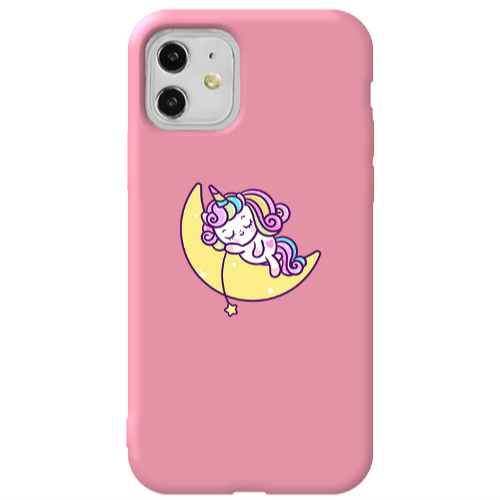 Apple iPhone 11  Sleeping horse Pink Colored Silicone TPU Θήκη