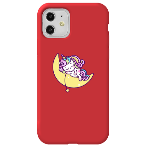 Apple iPhone 11  Sleeping horse Red Colored Silicone TPU Θήκη
