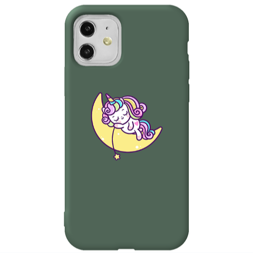 Apple iPhone 11  Sleeping horse Dark Green Colored Silicone TPU Θήκη