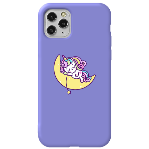 Apple iPhone 11 Pro Sleeping horse Purple Colored Silicone TPU Θήκη