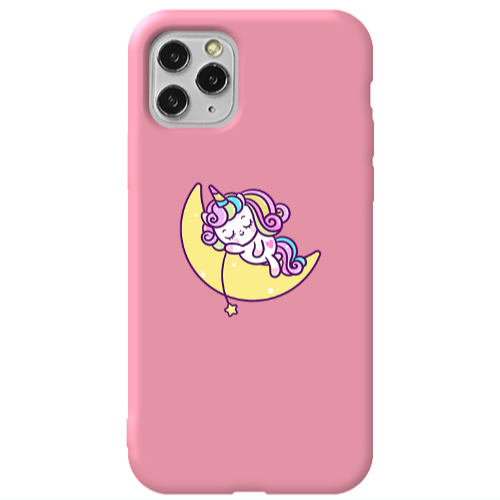 Apple iPhone 11 Pro Sleeping horse Pink Colored Silicone TPU Θήκη