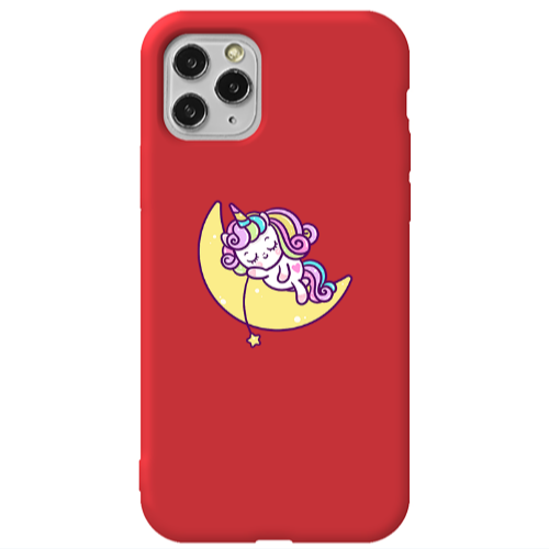 Apple iPhone 11 Pro Sleeping horse Red Colored Silicone TPU Θήκη