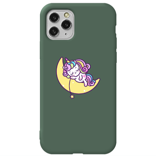 Apple iPhone 11 Pro Sleeping horse Dark Green Colored Silicone TPU Θήκη